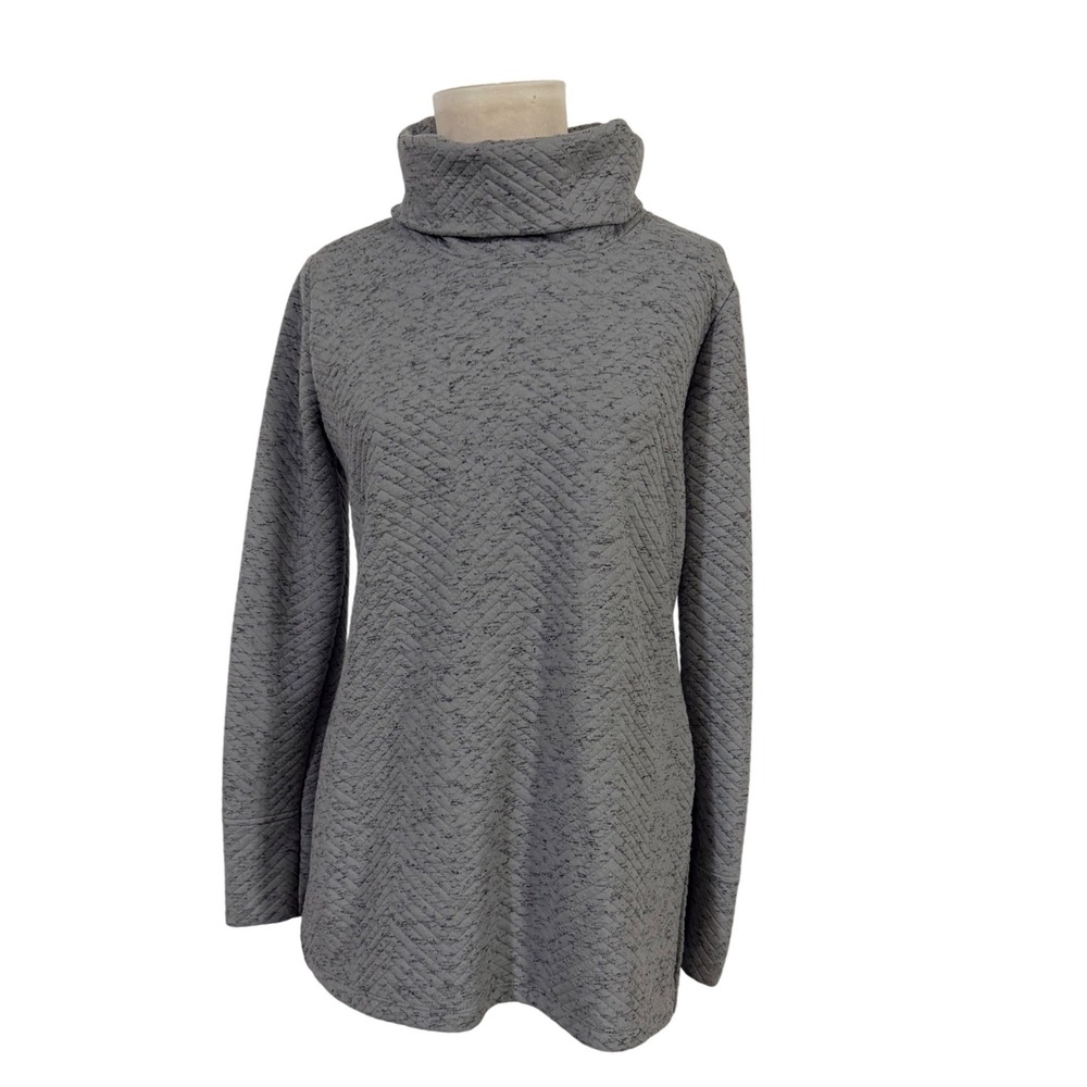 RBX Quilted Chevron Tunic Turtleneck Sweater Women M Gray Long Sleeve Casual